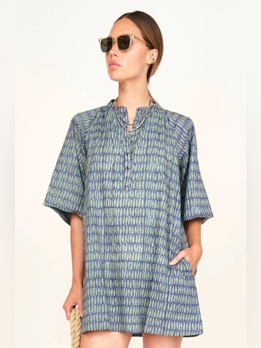 Mirth FARO SHORT DRESS IN LAGOON MINNOW Size Medium NWOT